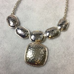 Hammered silver panel necklace